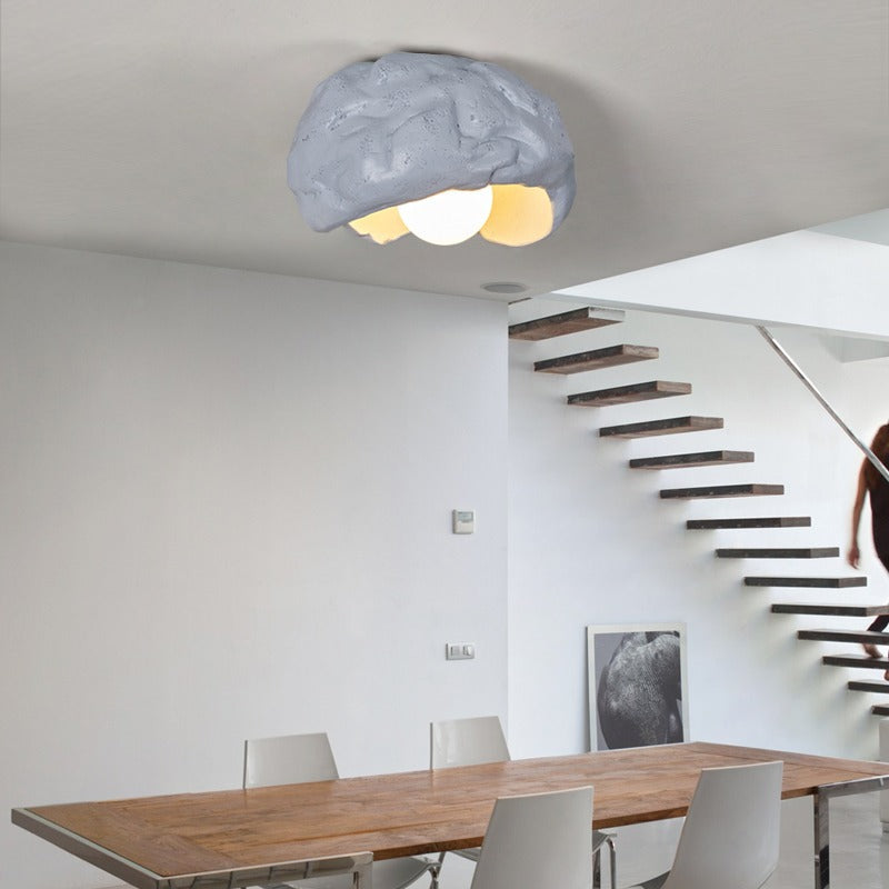 Japanese Creative Resin Rock Texture 1-Light Flush Mount Ceiling Light