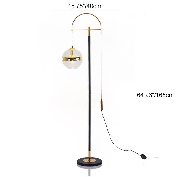 Modern Minimalist Fishing Rod Ball Iron Glass Marble 1-Light Standing Floor Lamp