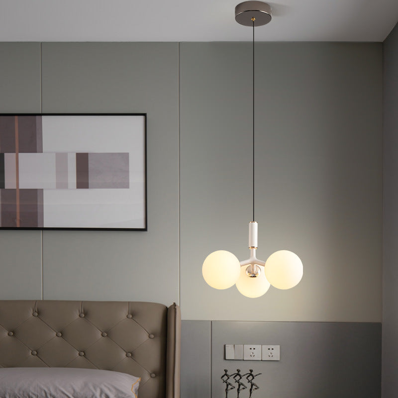 Contemporary Nordic Aluminum Iron Glass Ball 3-Light Chandelier For Dining Room