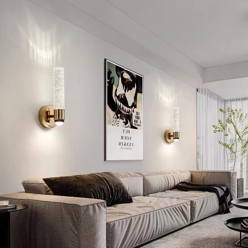Modern Light Luxury Bubble Crystal Column Aluminum LED Wall Sconce Lamp