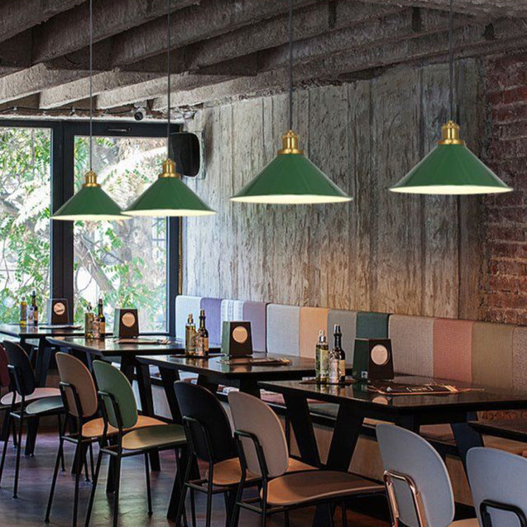 Industrial Vintage Green Iron Dome Cone 1-Light Pendant Light