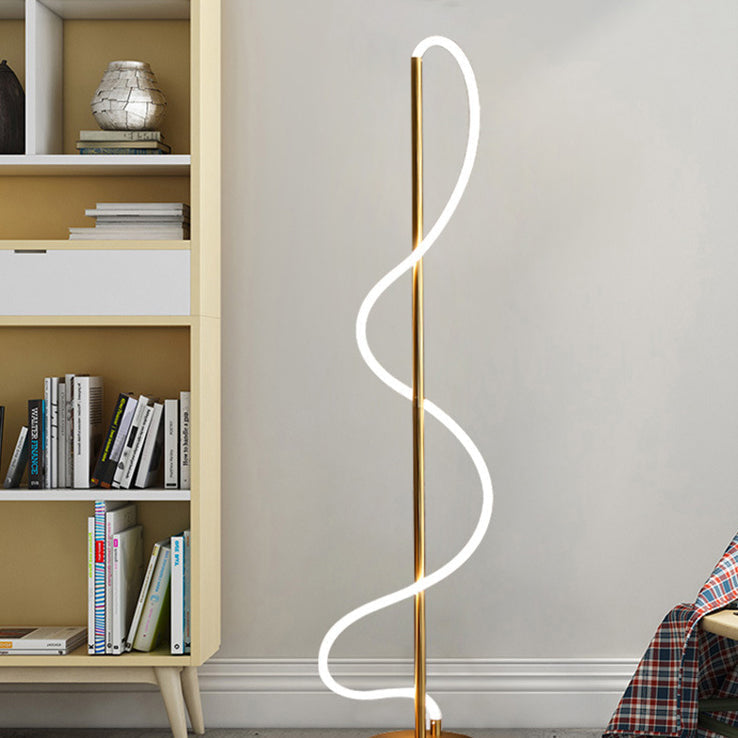 Modern Minimalist Line Iron Silicone LED Standing Floor Lamp For Living Room