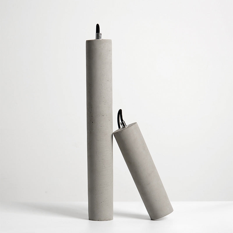 Contemporary Industrial Cylindrical Rough Texture Cement 1-Light Pendant Light For Living Room