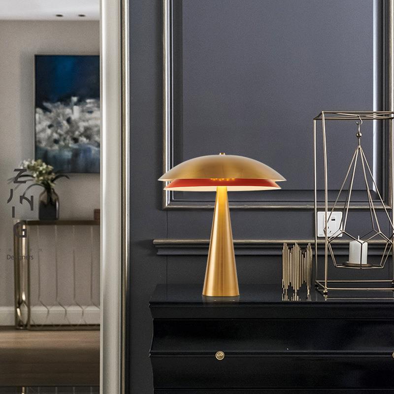 Contemporary Simplicity Iron Mushroom Shape 2-Light Table Lamp For Home Office