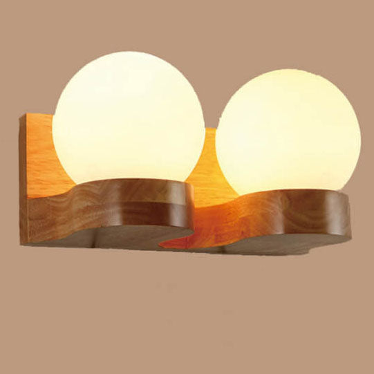 Modern Japanese Glass Shade Spherical 1-Light Wall Sconce Lamp
