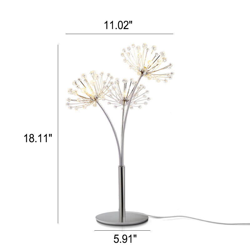 Nordic Creative Dandelion Crystal Bead Iron 3-Light Table Lamp