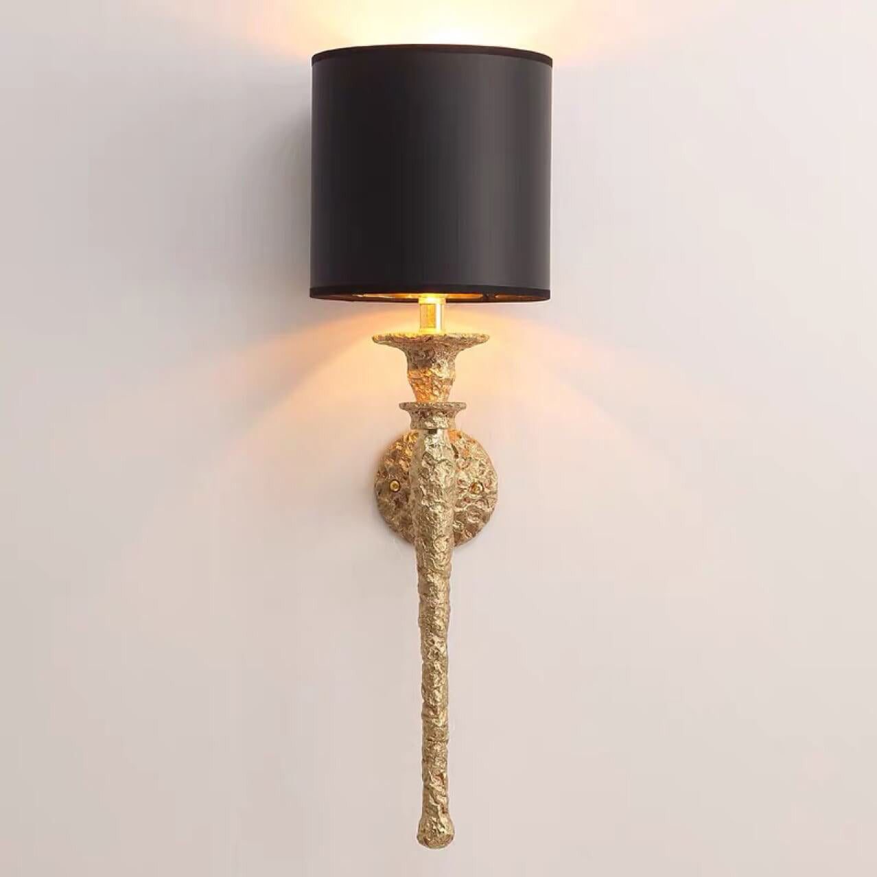 French Luxury Fabric Brass Long Strip Light Arm 1-Light Wall Sconce Lamp
