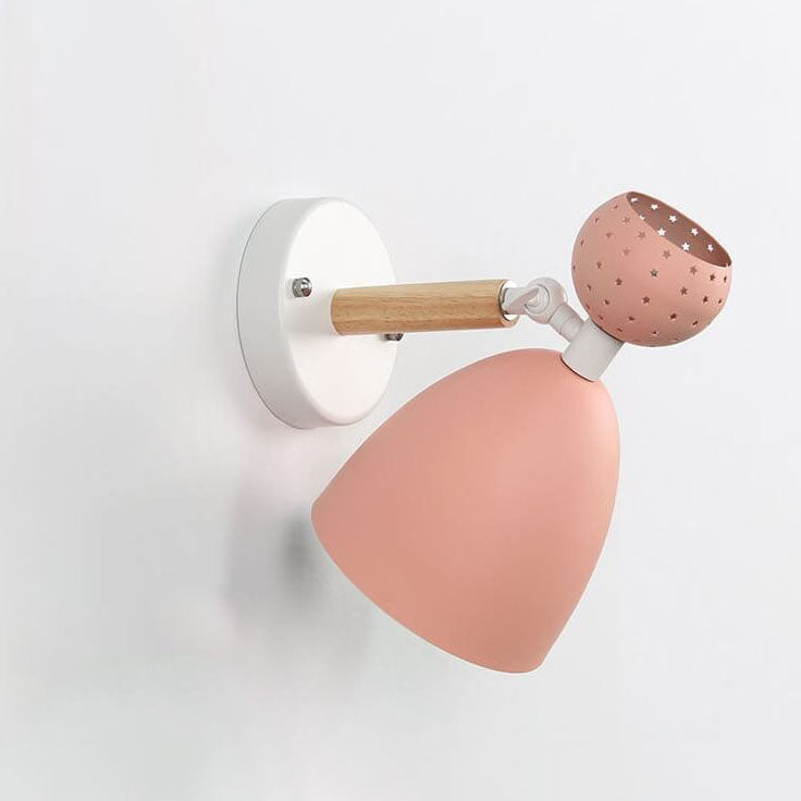 مصباح حائط حديث إبداعي بلون الماكارون من خشب الحديد، مزود بمصباح واحد