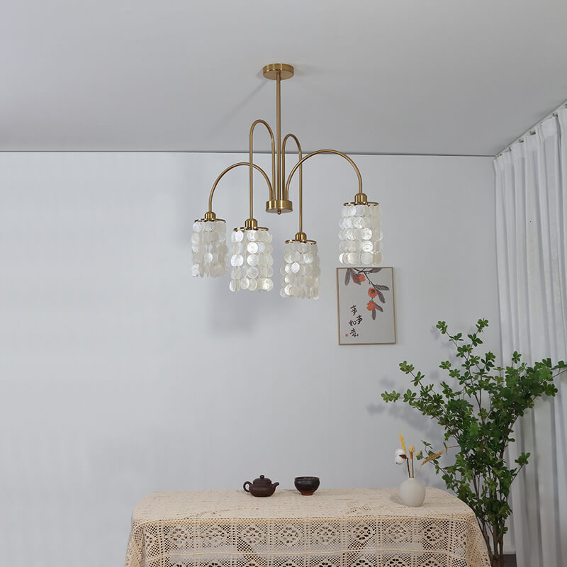 Modern Light Shell Shade Hardware 4/6 Light Chandelier