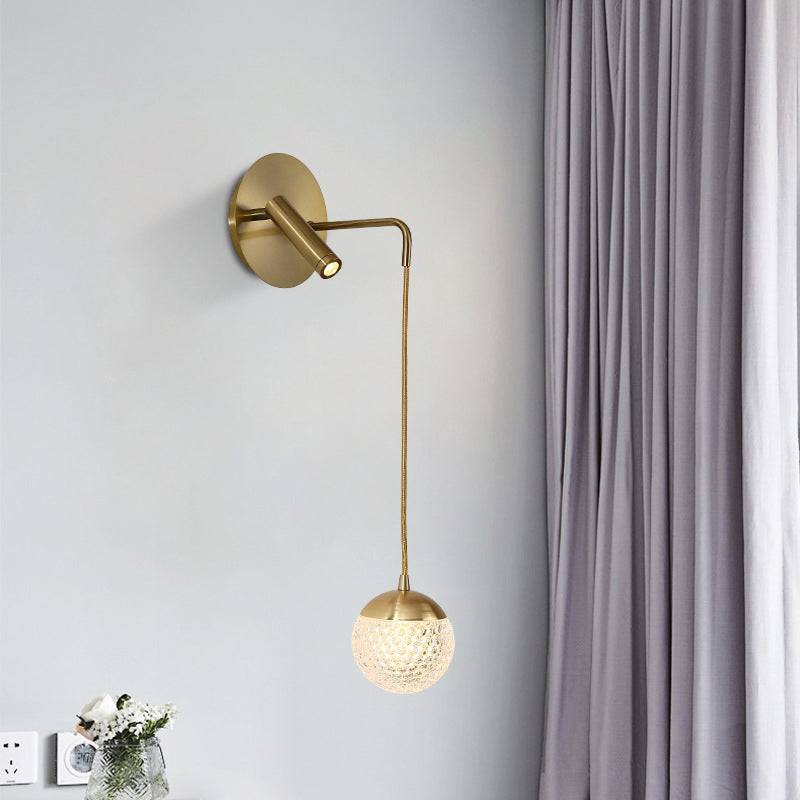 Contemporary Nordic Iron Acrylic Ball Pendant 1-Light LED Wall Sconce Lamp For Bedside