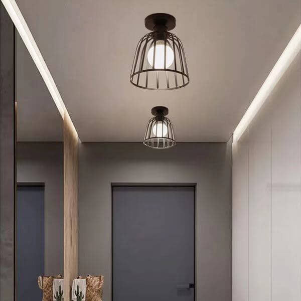 ヴィンテージ アイアン コーンケージ 1灯 セミフラッシュマウント シーリングライト