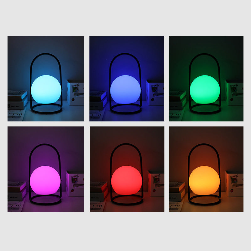 Contemporary Nordic Metal PE Ball Egg Cube Cylinder LED Hanging Rechargeable Table Lamp For Bedside