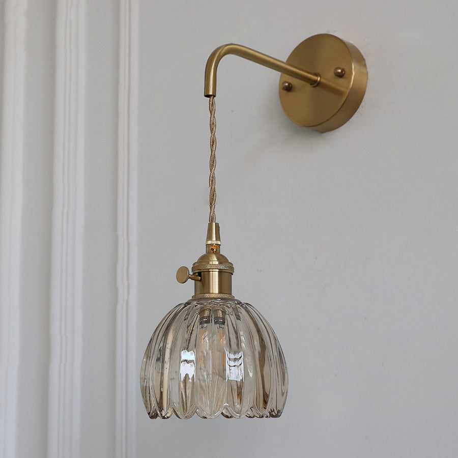Modern Art Deco Flower Bud Glass Shade 1-Light Wall Sconce Lamp For Living Room