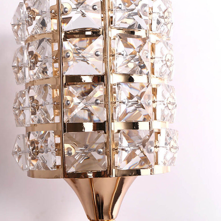 Modern Luxury Crystal Cylindrical Square 1-Light Wall Sconce Lamp