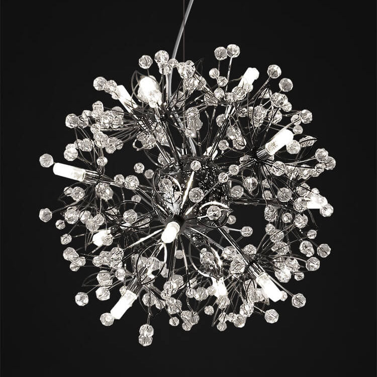 Contemporary Nordic Light Luxury Round Ball Stainless Steel Crystal LED Chandelier For Hallway