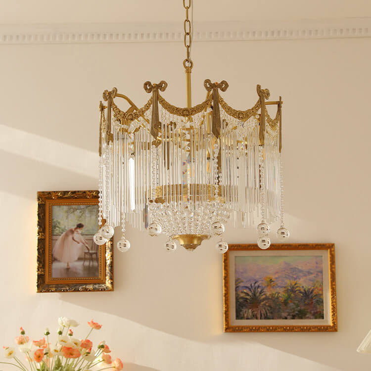French Luxury Crystal Tassel Bead Design 6/7/9 Light Chandelier