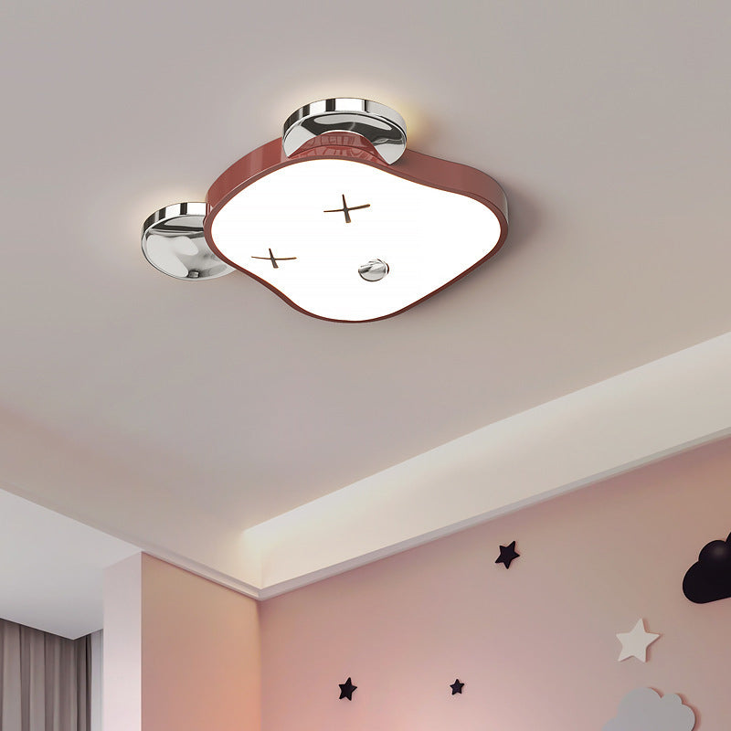 Modern Art Deco Violent Bear PE Iron LED Flush Mount Ceiling Light For Bedroom