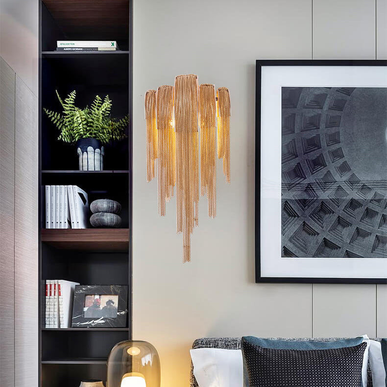 Postmodern Luxury Aluminum Chain Tassel 2-Light Wall Sconce