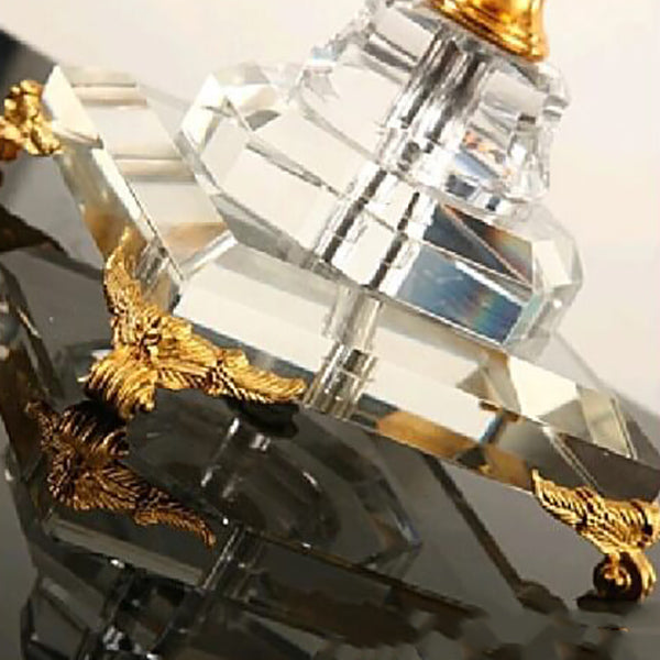 European Luxury Fabric Candle Holder with Crystal Base 4-Light Table Lamp