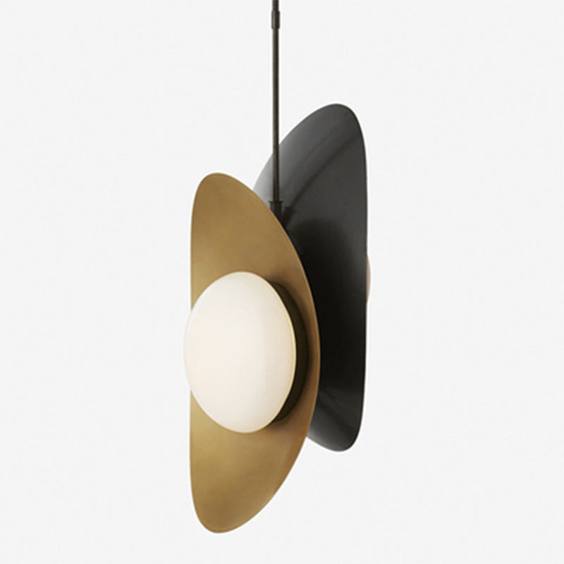 Contemporary Scandinavian Iron Glass Mock Ingot Ball 1-Light Pendant Light For Dining Room