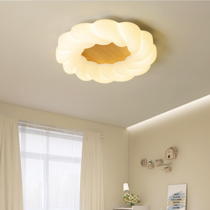 Nordic Creative Petals PE Wood Grain LED Flush Mount Ceiling Light