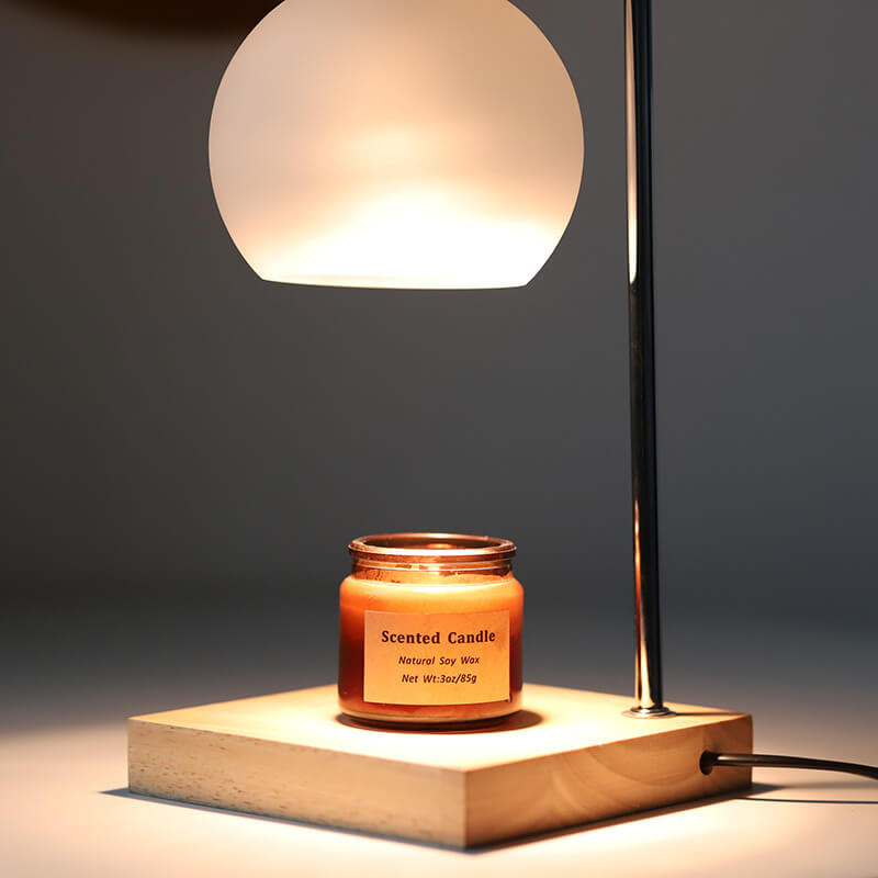 Modern Simple Solid Wood Candle Spherical 1-Light Melting Wax Table Lamp