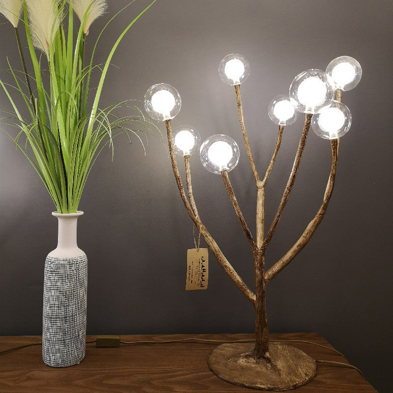 Contemporary Scandinavian Branch Polymer Metal Glass 8/12 Light Table Lamp For Bedroom