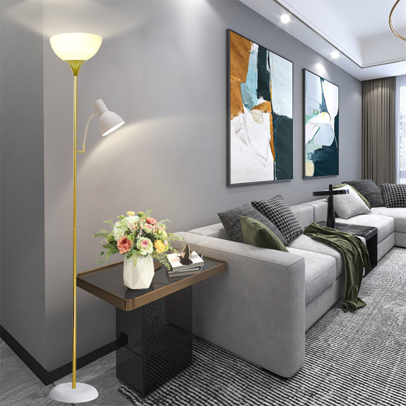 Modern Minimalist Half Circle Iron 2-Light Standing Floor Lamp For Living Room