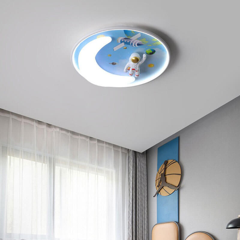 Nordic Minimalist Cartoon Resin Round LED Flush Mount Ceiling Light