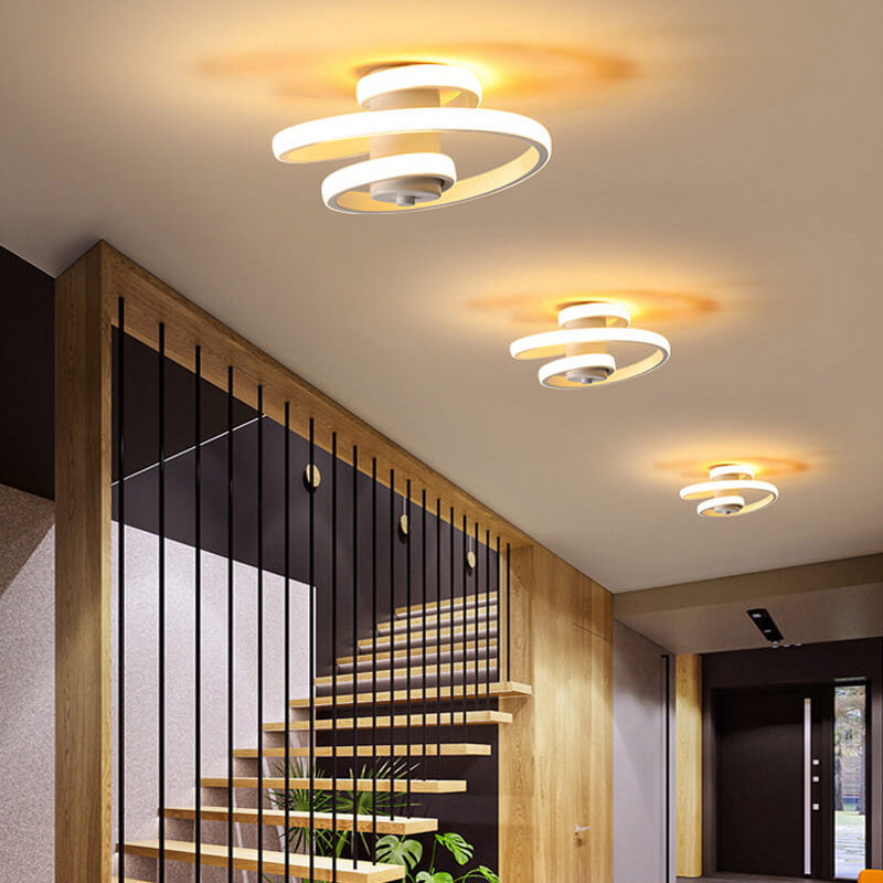 Nordic Minimalist Aluminum Ribbon Spiral Design LED Flush Mount Light