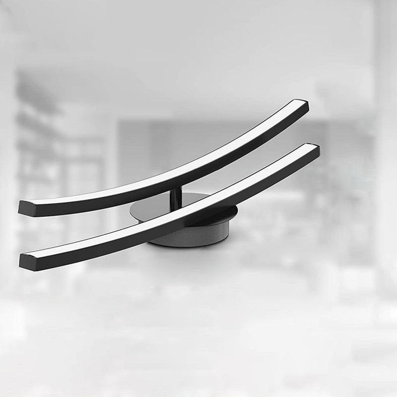 Modern Minimalist Dual Aluminum Parallel Strips LED Semi-Flush Mount Ceiling Light For Bedroom