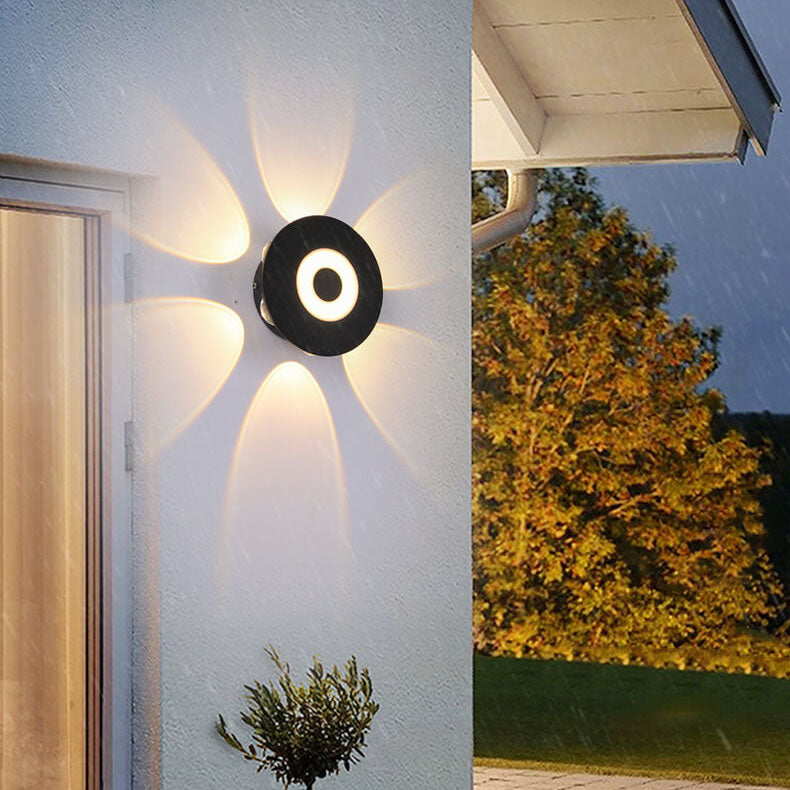 Modern Black Round Aluminum Indoor Outdoor Waterproof LED Wall Sconce Lamp