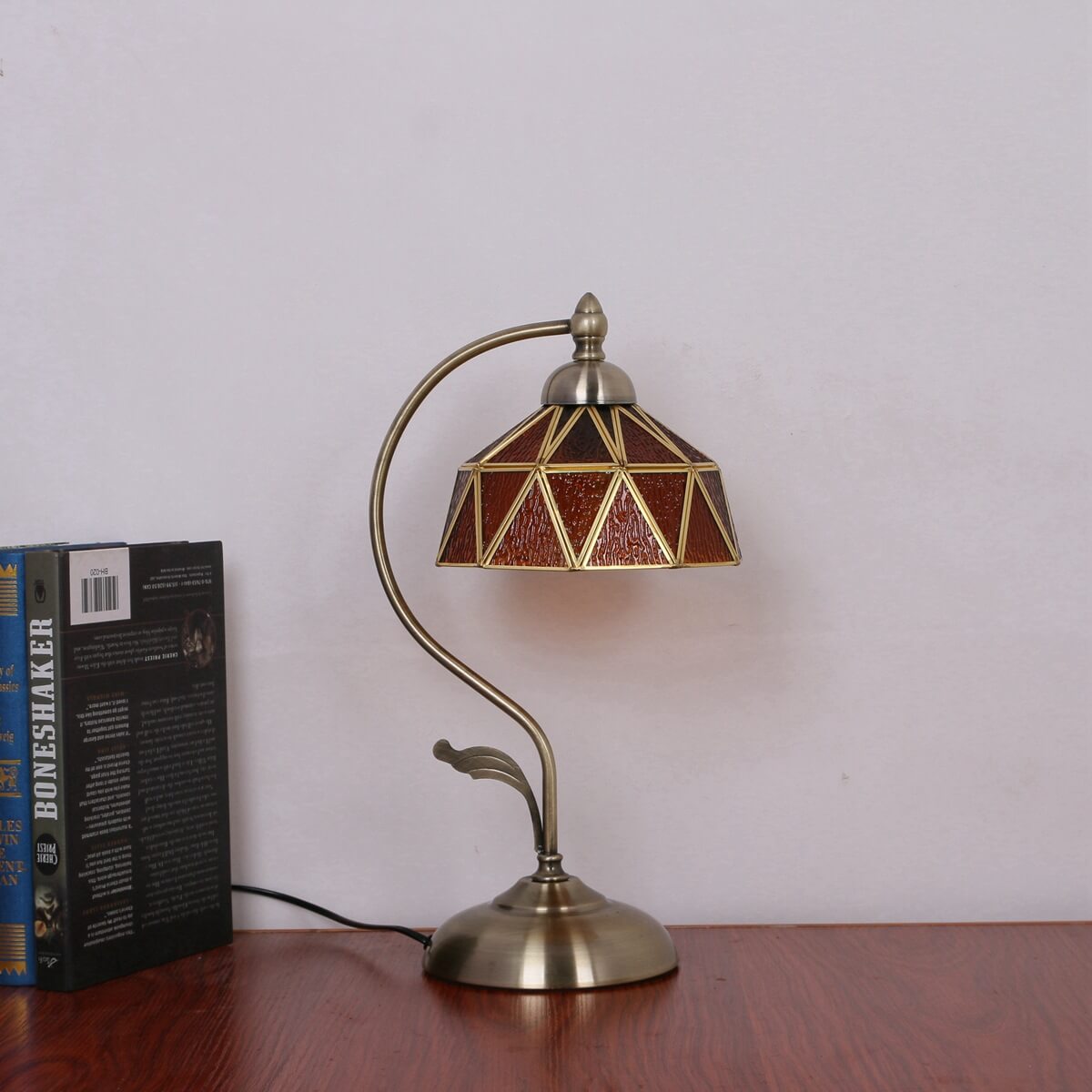 European Tiffany Amber Lucite Glass 1-Light Table Lamp