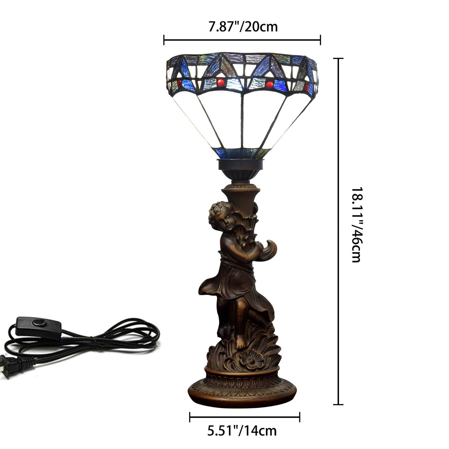 Traditional Vintage Resin Glass Diamond Boy 1-Light Table Lamp For Living Room