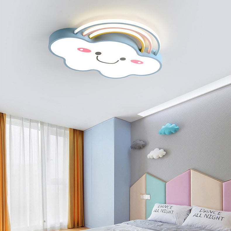 現代的でクリエイティブなレインボークラウドアクリルシェードLEDフラッシュマウントシーリングライト寝室用