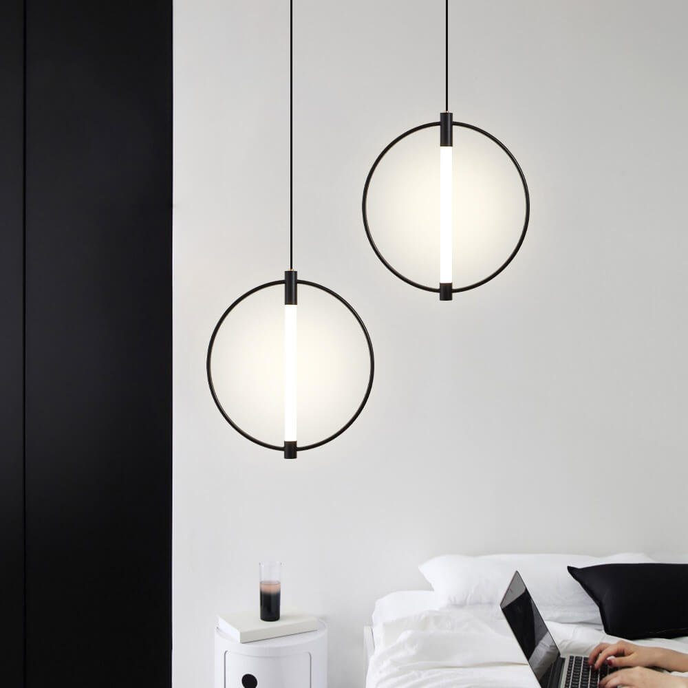Nordic Modern Ring Wrought Iron Acrylic LED Pendant