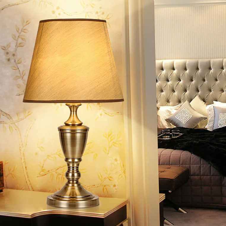 Nordic Vintage Fabric Cone Hardware 1-Light Table Standing Floor Lamp