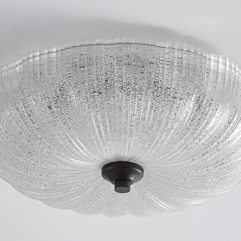 مصباح سقف LED دائري من النحاس والزجاج بتصميم عصري بسيط لغرفة النوم