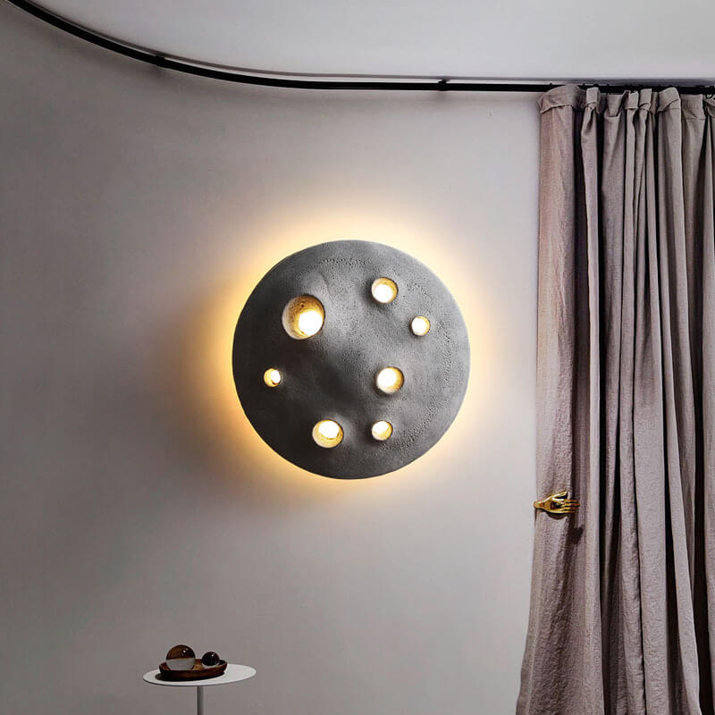 Industrial Creative Round Crater Resin Acrylic LED Wall Sconce Lamp