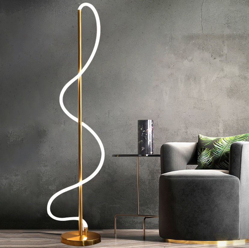 Modern Minimalist Line Iron Silicone LED Standing Floor Lamp For Living Room