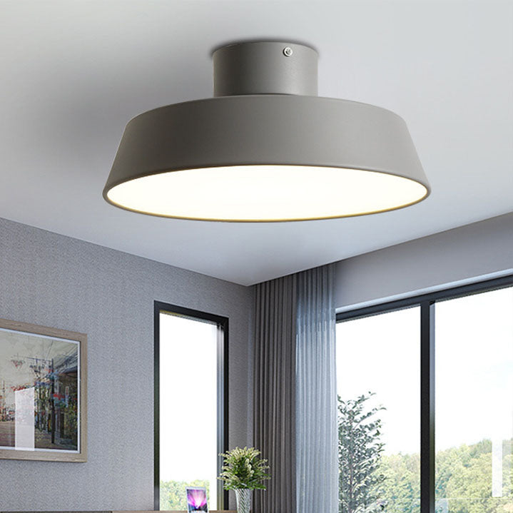 Nordic Minimalist Round Pot Iron LED Flush Mount Ceiling Light