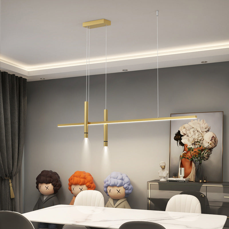 ثريا LED بتصميم هندسي مستقيم من الألومنيوم بتصميم بسيط وحديث لغرفة الطعام
