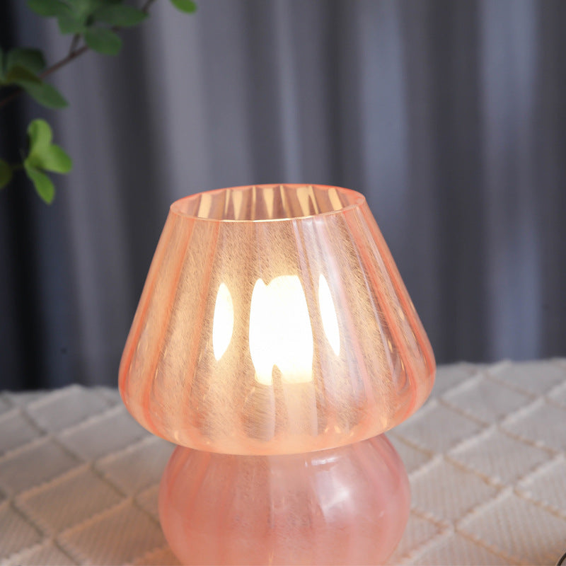 Modern Simplicity Glass Mushroom 1-Light Table Lamp For Bedroom