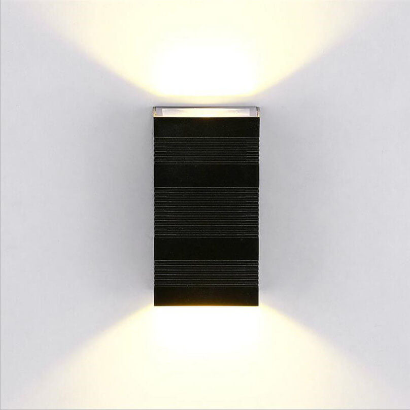 Modern Pure Black Rectangular Waterproof Aluminum LED Wall Sconce Lamp
