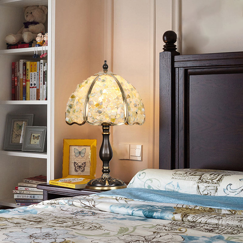 Contemporary Creative Colored Crystal Copper Flower 1-Light Table Lamp For Bedroom