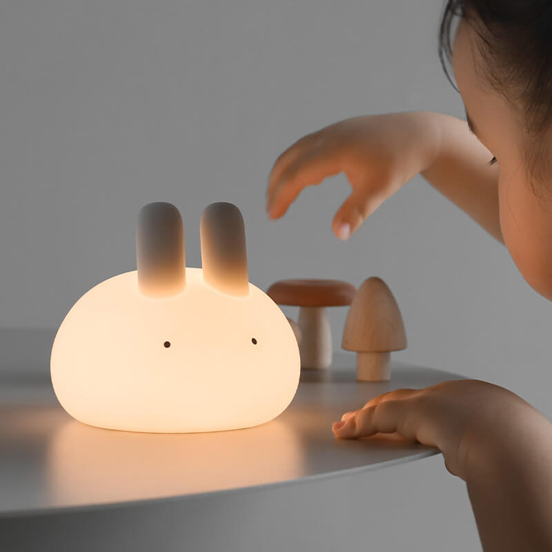 Creative Cartoon Bunny Silicone LED Pat Night Light Table Lamp
