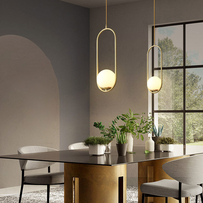 مصباح معلق بيضاوي الشكل من الزجاج بتصميم عصري فاخر وبسيط، نصف ضوء