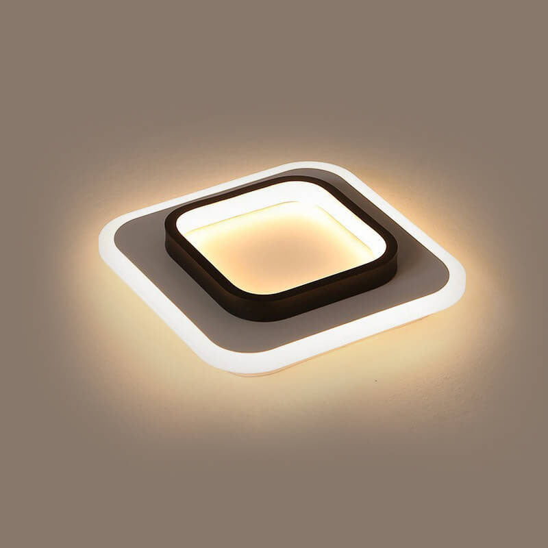 Modern Round Square Black White Iron Acrylic LED Flush Mount Light