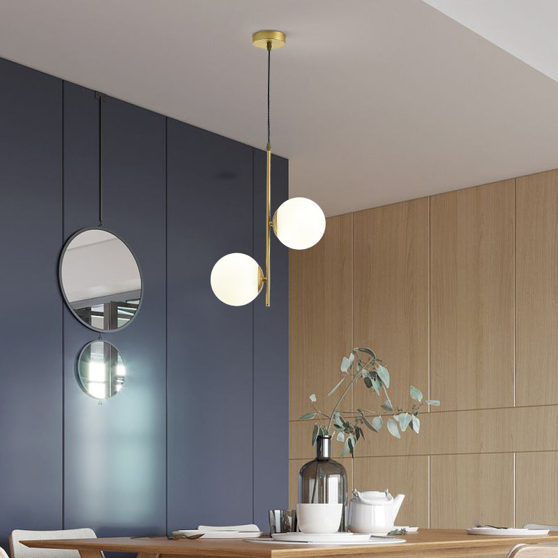 Modern Minimalist Iron Glass 2-Light Chandelier