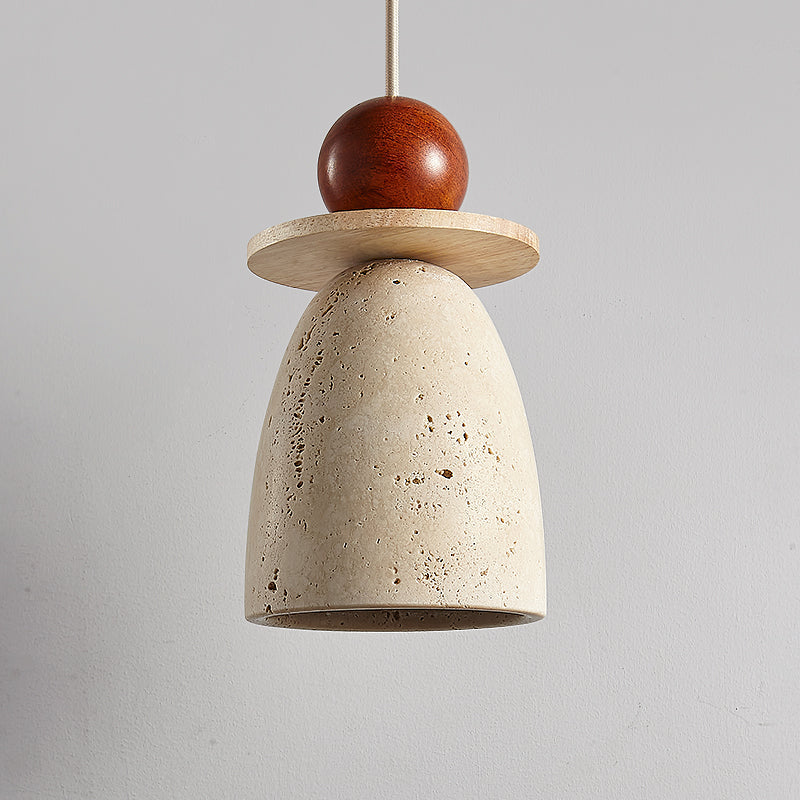 مصباح معلق من خشب صلب بإضاءة واحدة لغرفة المعيشة مصنوع من خشب وابي سابي ترافرتين ياباني تقليدي